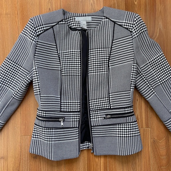 H&M full zip houndstooth blazer jacket 4 - Picture 7 of 7